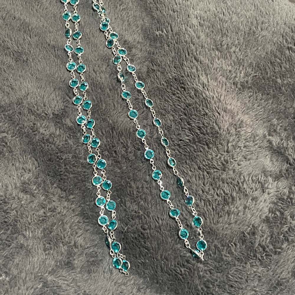 Elegant Silver and Aqua Crystal Necklace
